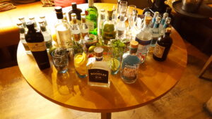 Gin selection at the White Horse Pub in Burnham Green