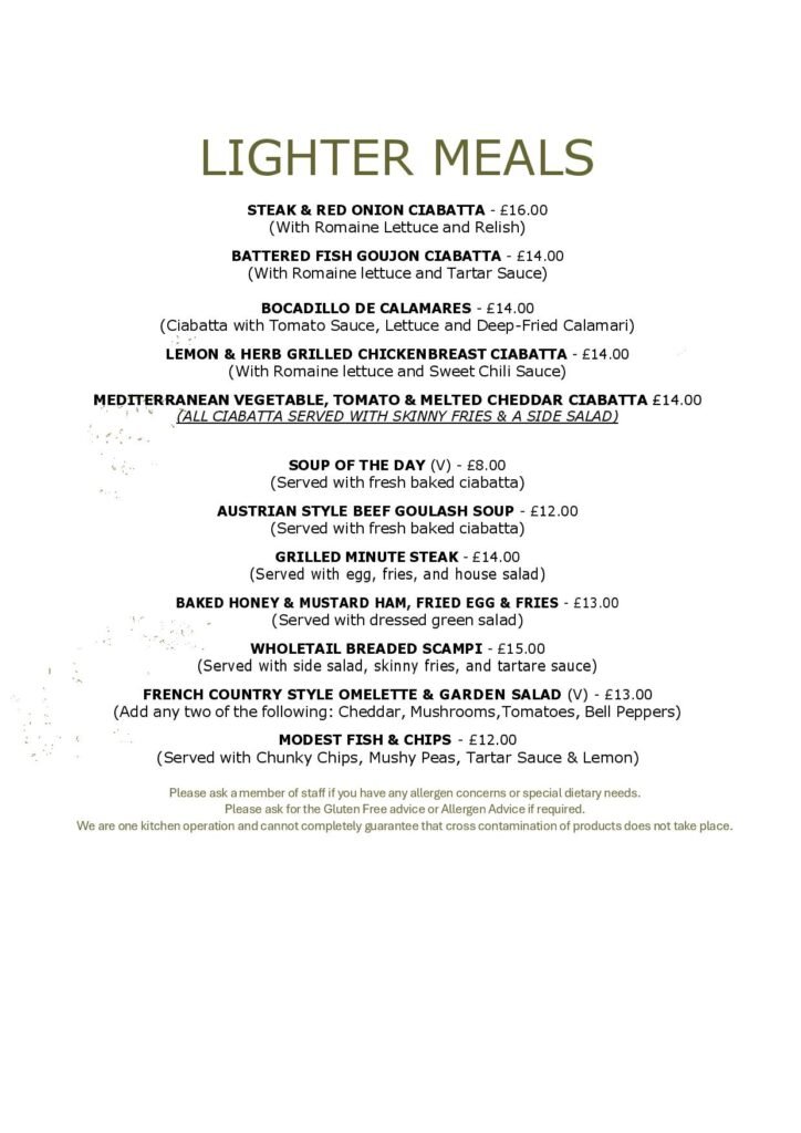 Lunch Menu, Sandwich Menu, Lite Light Bites at the White Horse Pub and Kitchen in Burnham Green, near , Welwyn, Tewin, Knebworth