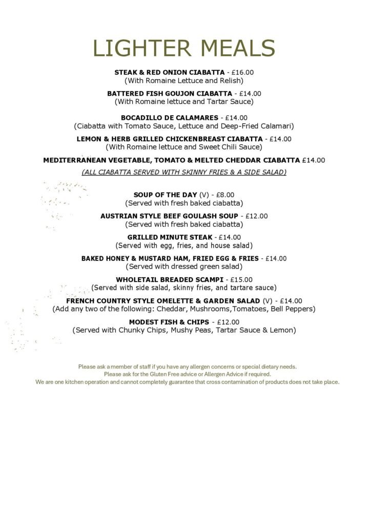 Lunch Menu, Sandwich Menu, Lite Light Bites at the White Horse Pub and Kitchen in Burnham Green, near , Welwyn, Tewin, Knebworth
